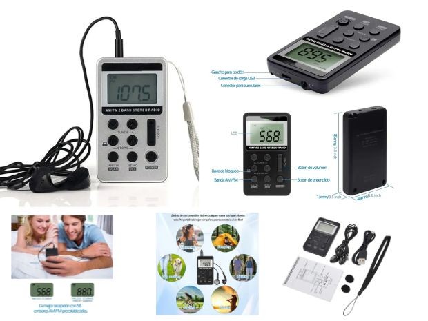 &ua RADIO AM/FM 2 BANDAS CON PANTALLA A BATERIA (1341)